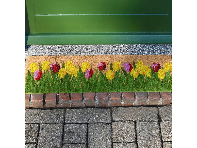 Paillasson en fibre de coco 75 x 25 cm Tulipes
