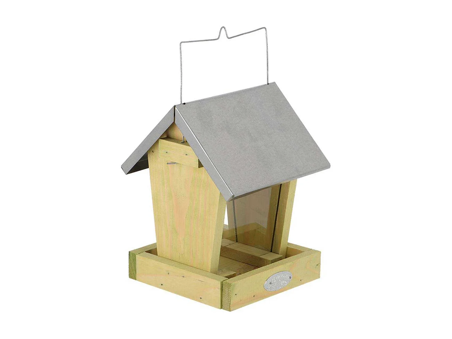 Mangeoire oiseaux à suspendre en bois et zinc