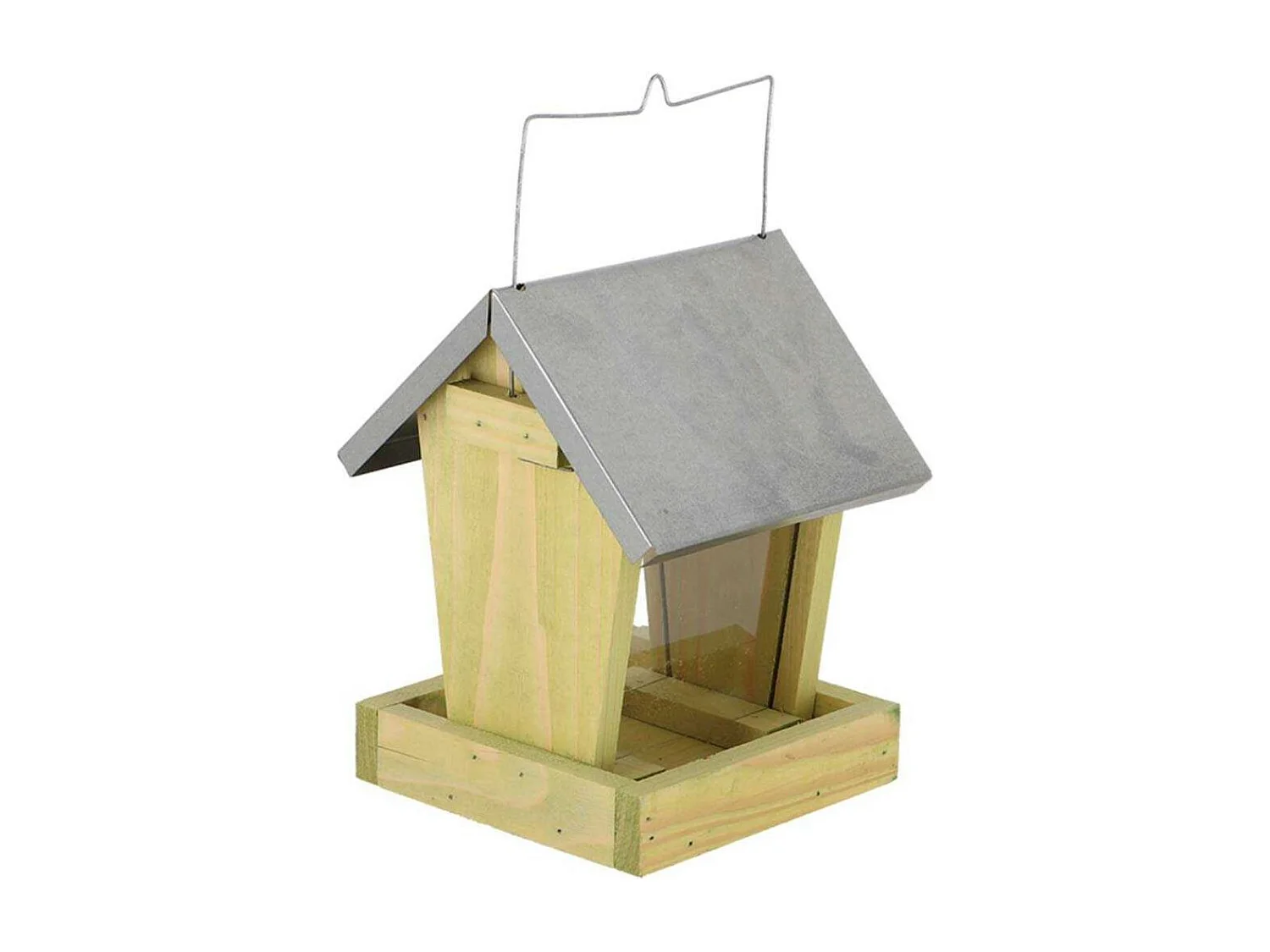 Mangeoire oiseaux à suspendre en bois et zinc