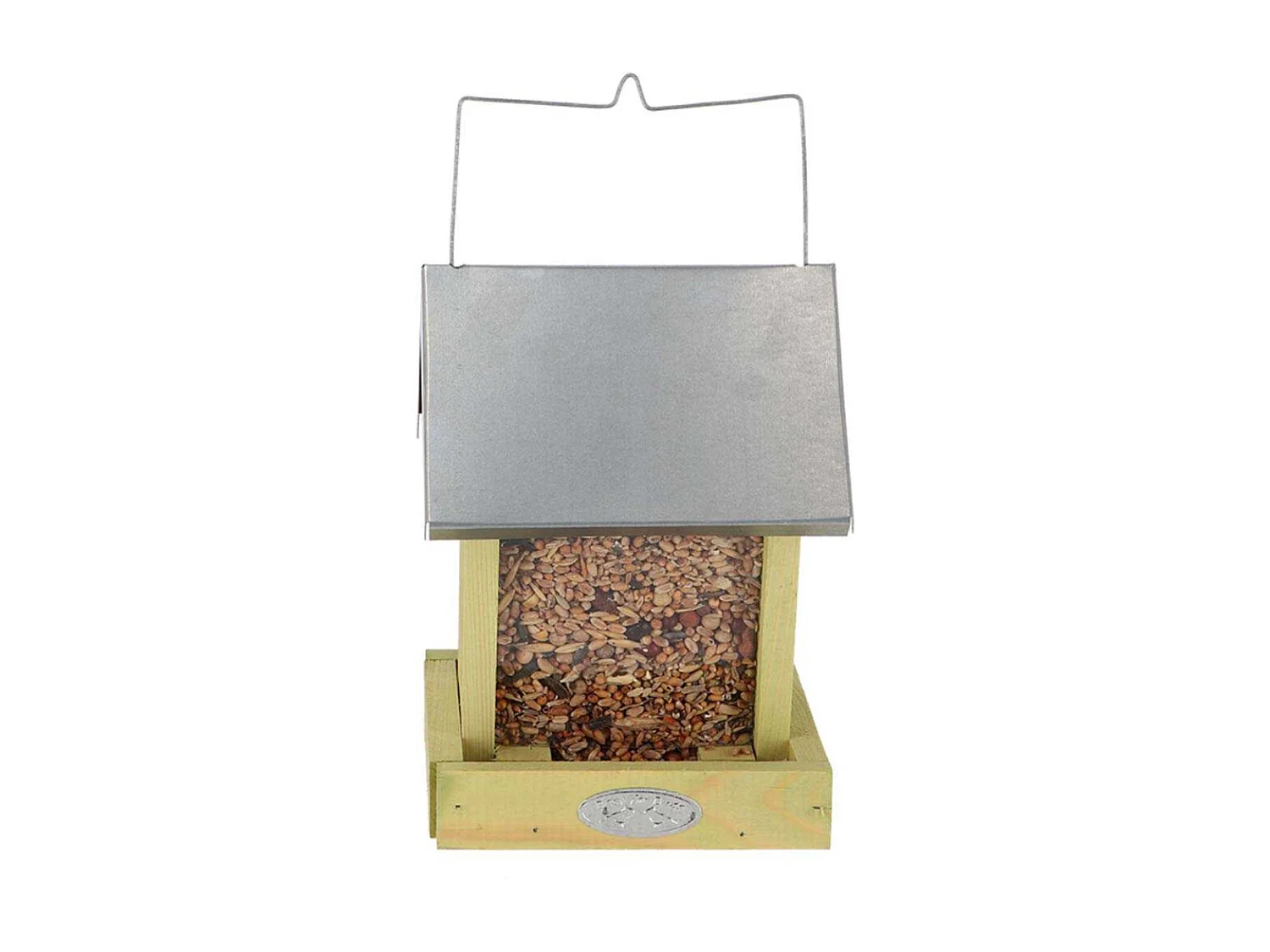 Mangeoire oiseaux à suspendre en bois et zinc