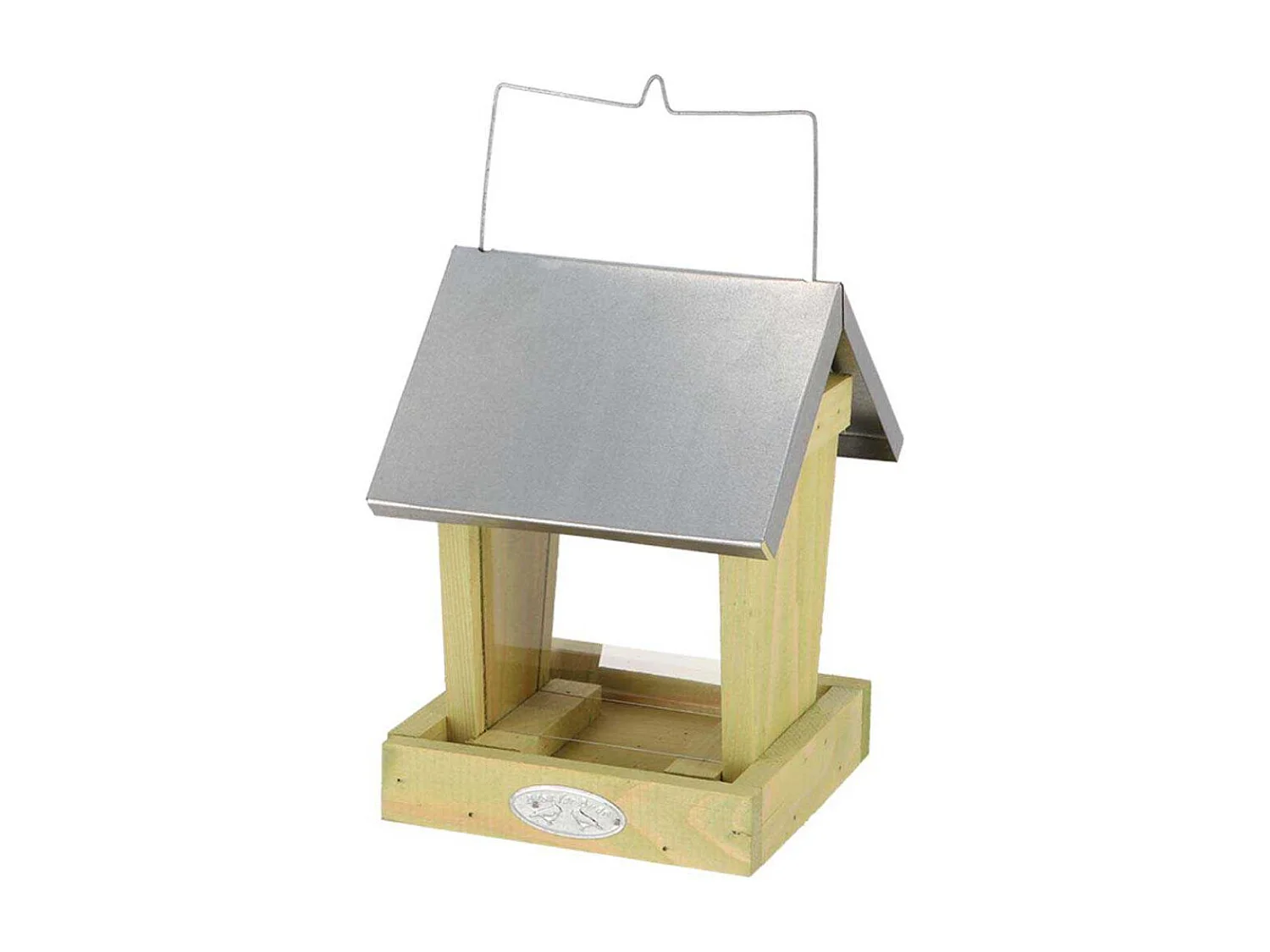 Mangeoire oiseaux à suspendre en bois et zinc