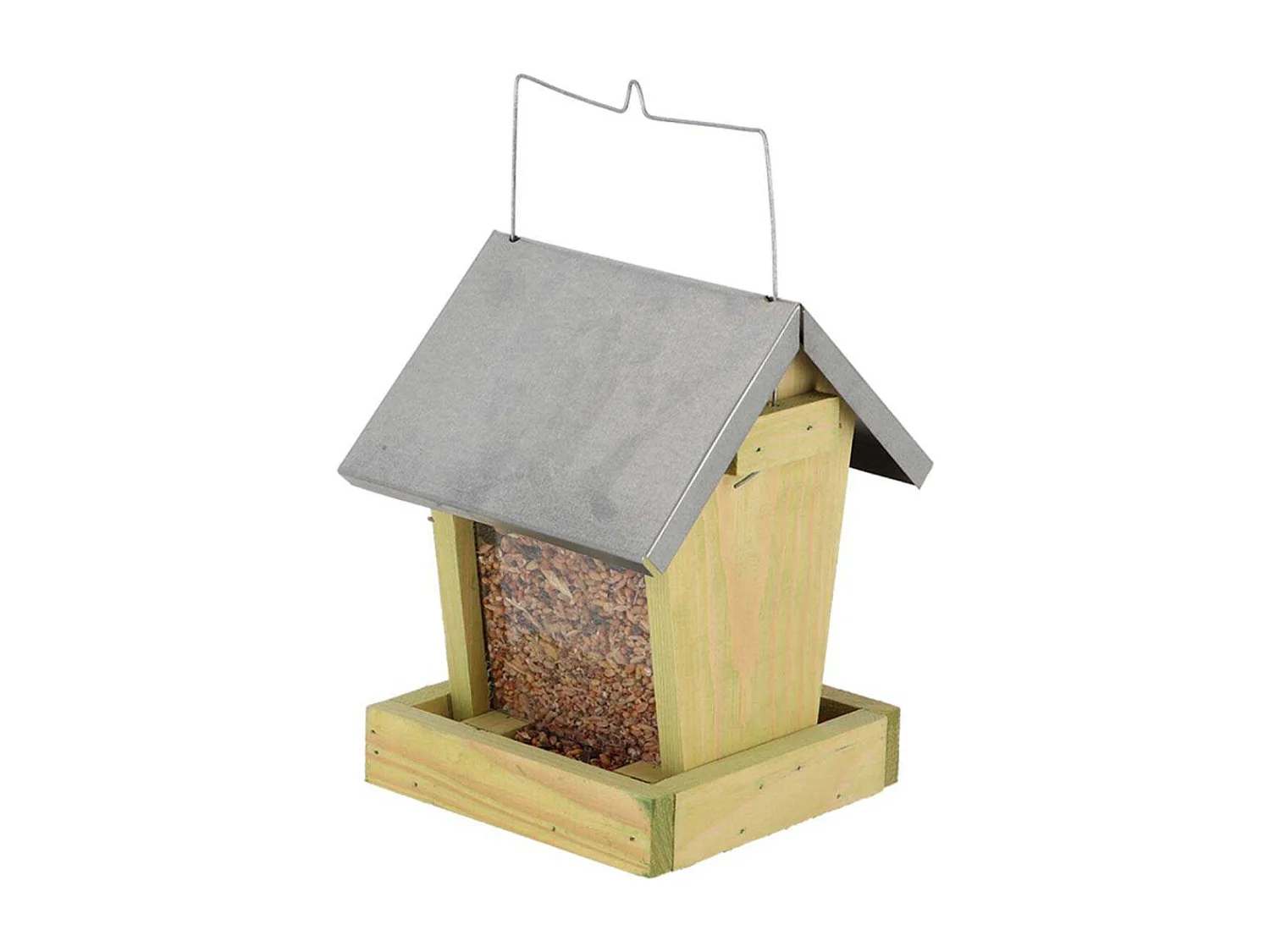 Mangeoire oiseaux à suspendre en bois et zinc