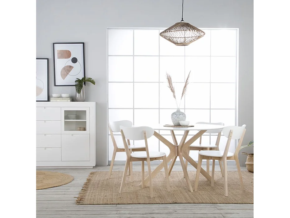 Table à manger en bois massif naturel 120x75