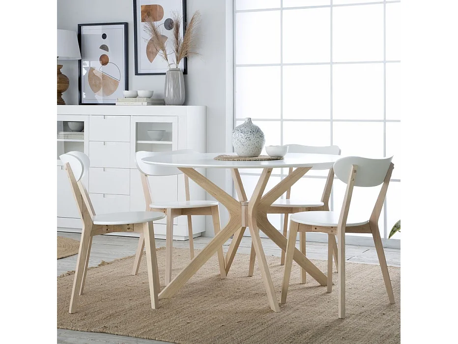 Table à manger en bois massif naturel 120x75