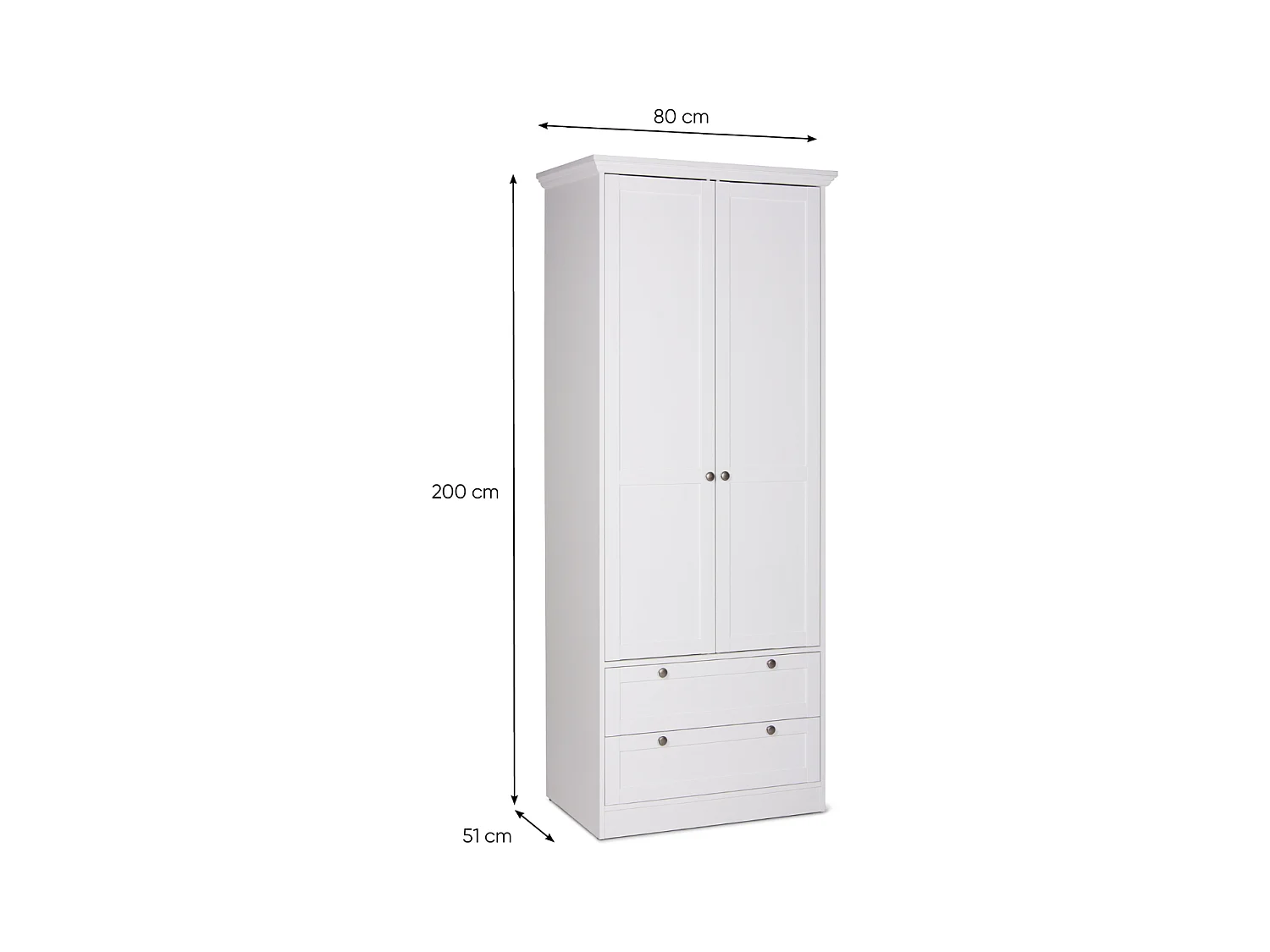 Schrank 2 Türen und 2 Schubladen H80 cm - LANDWOOD