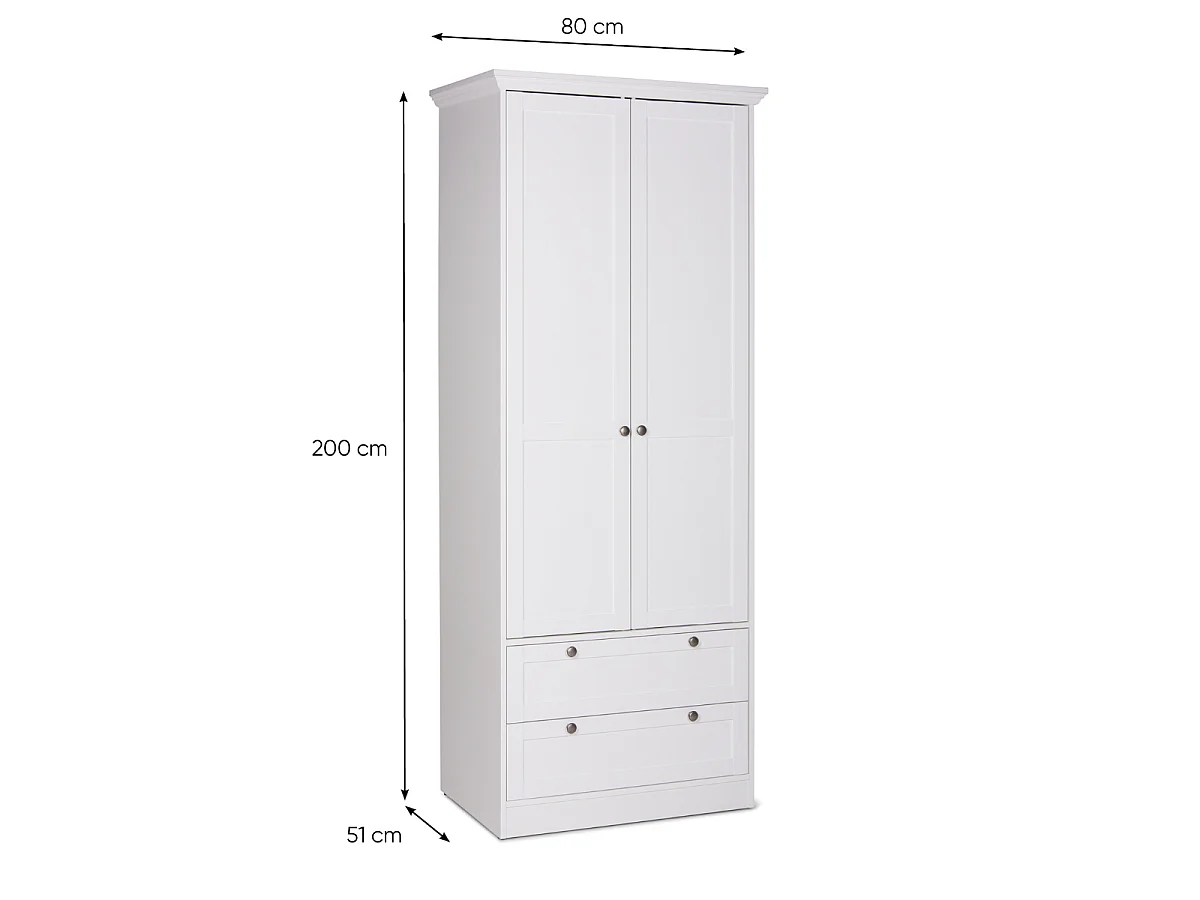 Szafa z 2 drzwiami i 2 szufladami H80 cm - LANDWOOD