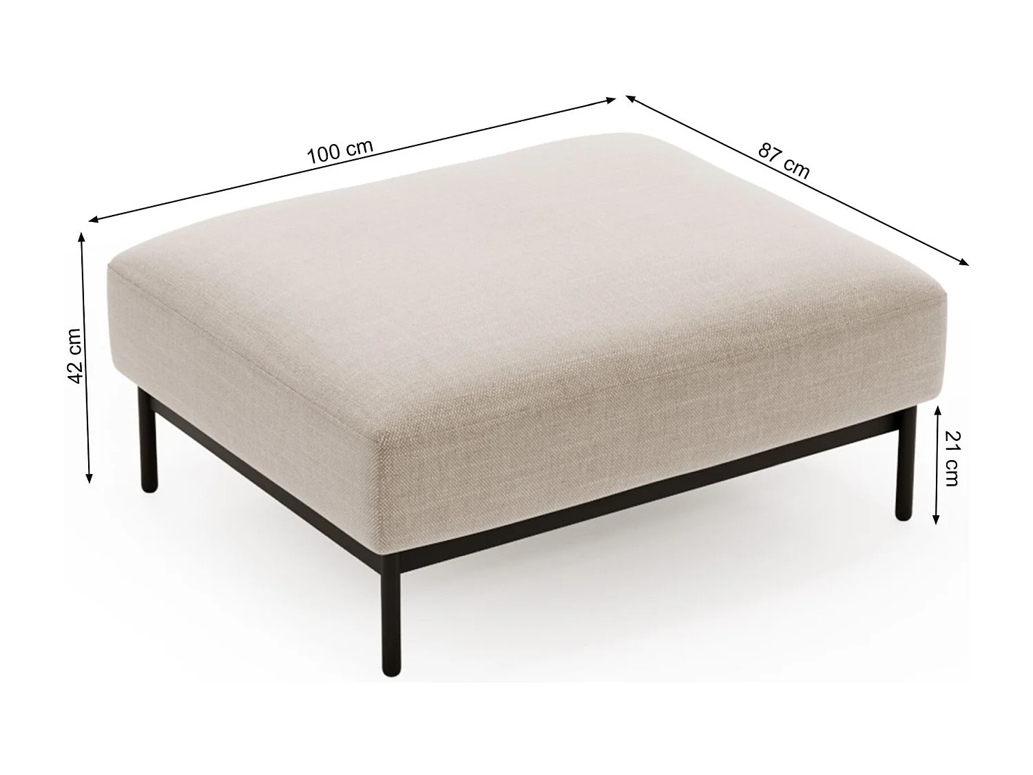 Polsterhocker, beige, 100 x 87 cm - SOLIANERO