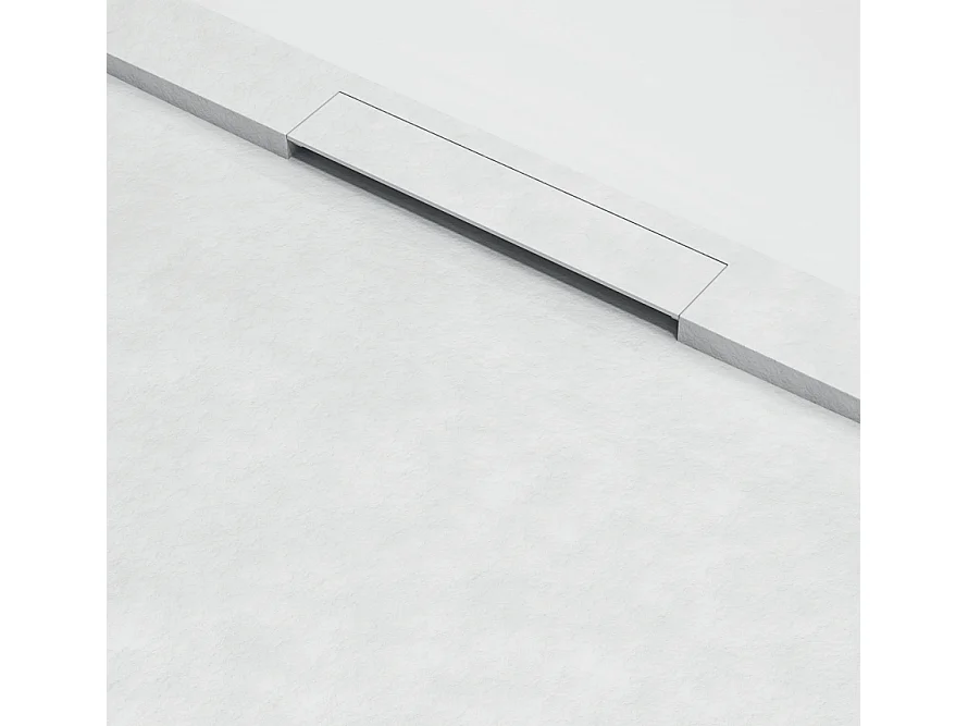Mineralguss-Duschwanne extra flach COVER Schieferoptik WEISS 80x170cm