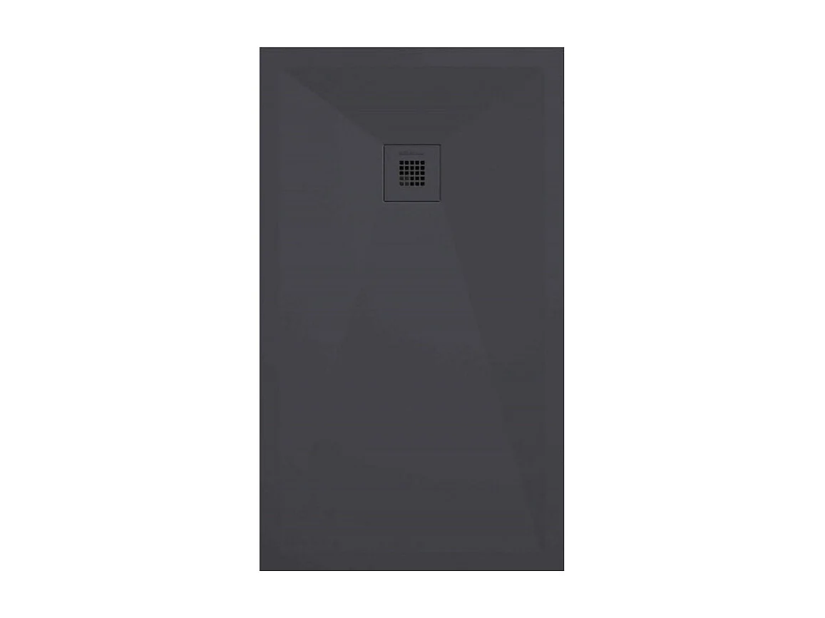 Mineralguss-Duschwanne extra flach ONDA Schieferoptik ANTHRAZIT 100x100 cm  Auslaufschutz in Farbe