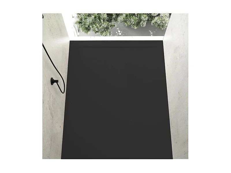 Piatto doccia ultrasottile 90 x 120 cm COSME in resina finitura ardesia nero
