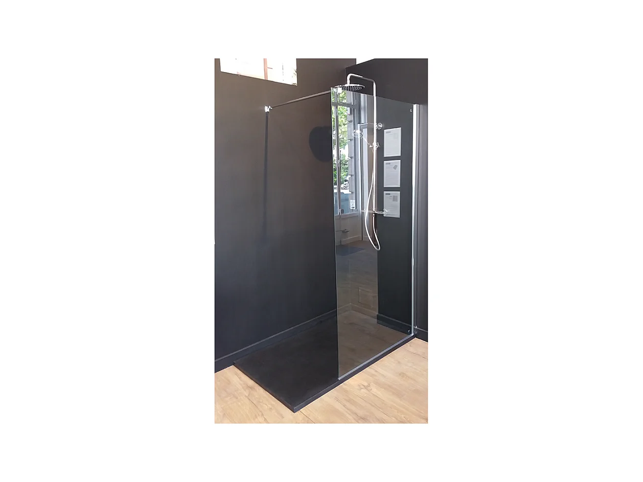 Receveur de douche 80 x 120 cm extra plat PIATTO en SoliCast® surface ardoisée noir