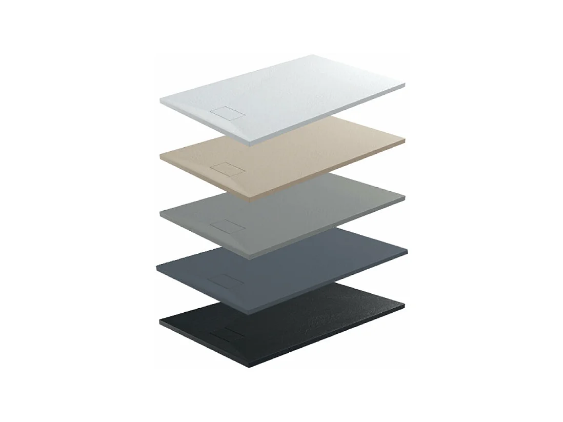 Receveur de douche 80 x 120 cm extra plat PIATTO en SoliCast® surface ardoisée noir