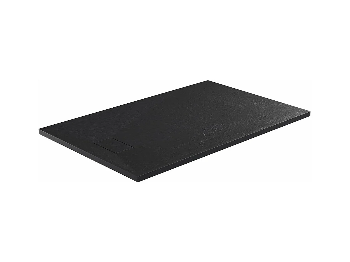 Receveur de douche 80 x 120 cm extra plat PIATTO en SoliCast® surface ardoisée noir