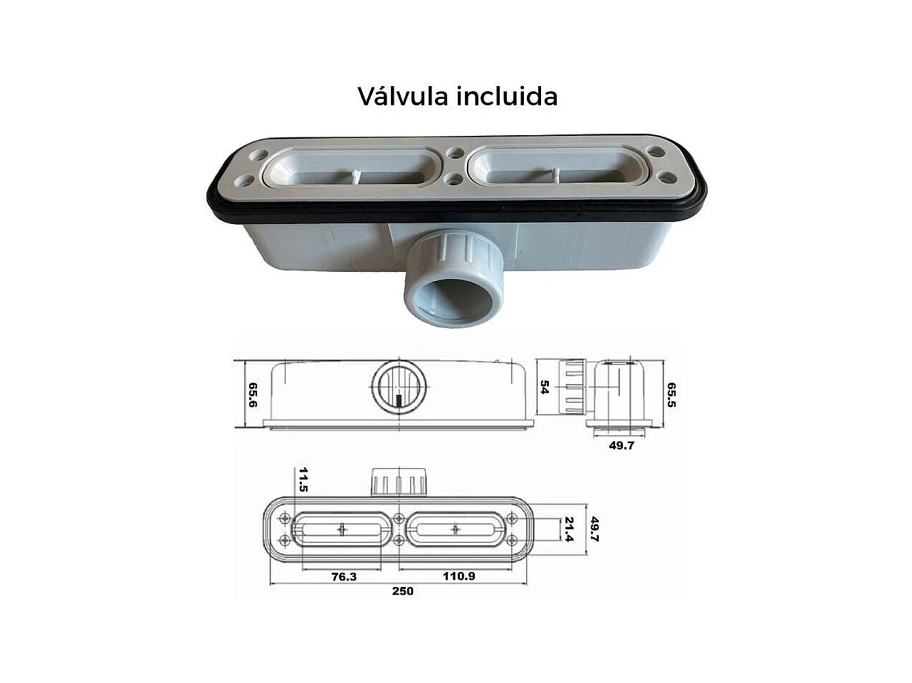 Receveur de douche 70 x 110 cm extra plat COVER en résine surface ardoisée béton