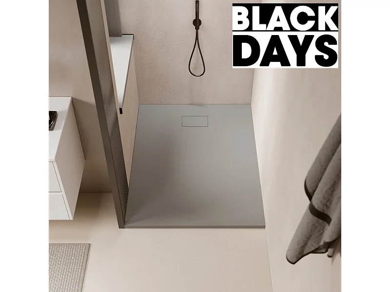 Receveur de douche 90 x 140 cm extra plat PIATTO en SoliCast® surface ardoisée gris