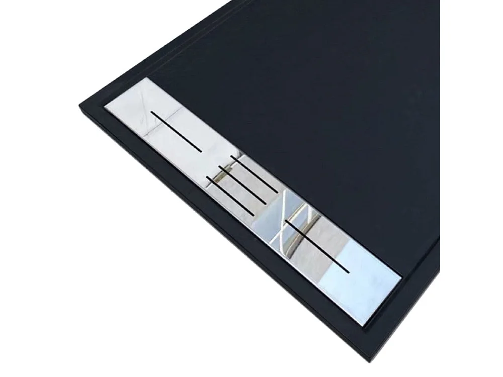 Piatto doccia ultrasottile 80 x 100 cm nero LUCIA in SoliCast® finitura ardesia