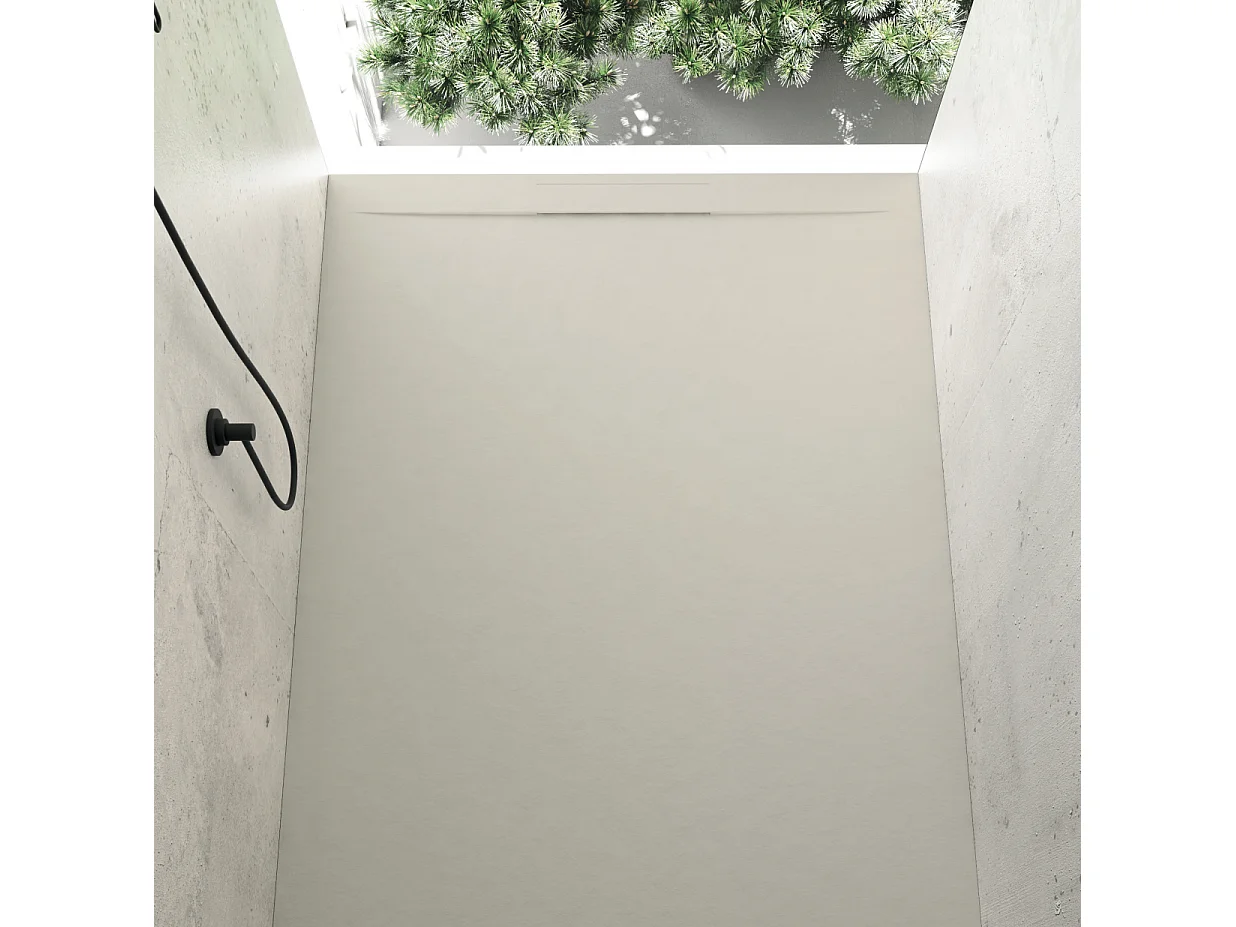 Piatto doccia ultrasottile 90 x 160 cm COSME in resina finitura ardesia sabbia