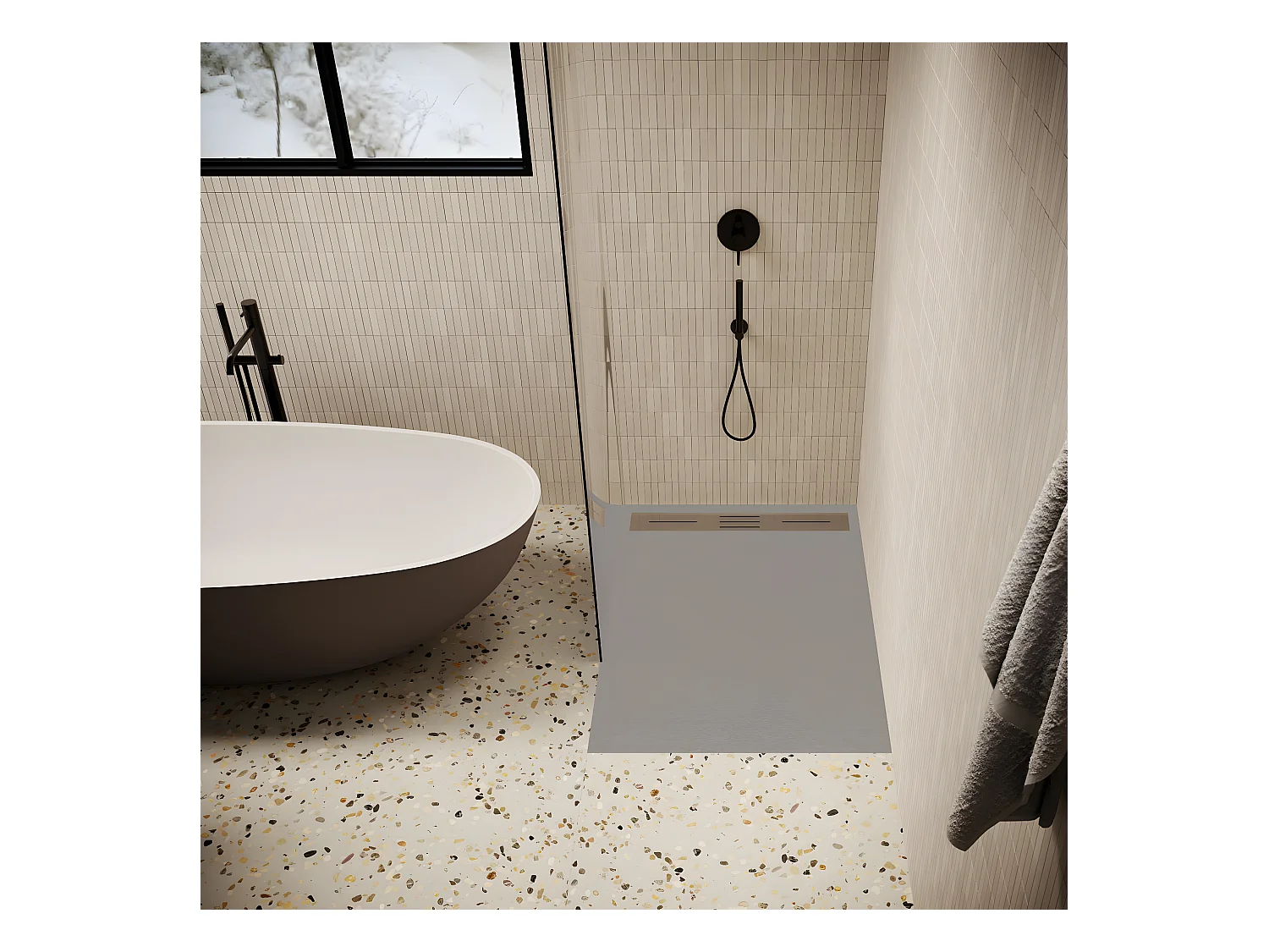 Piatto doccia ultrasottile 80 x 120 cm LUCIA in SoliCast® finitura ardesia grigio