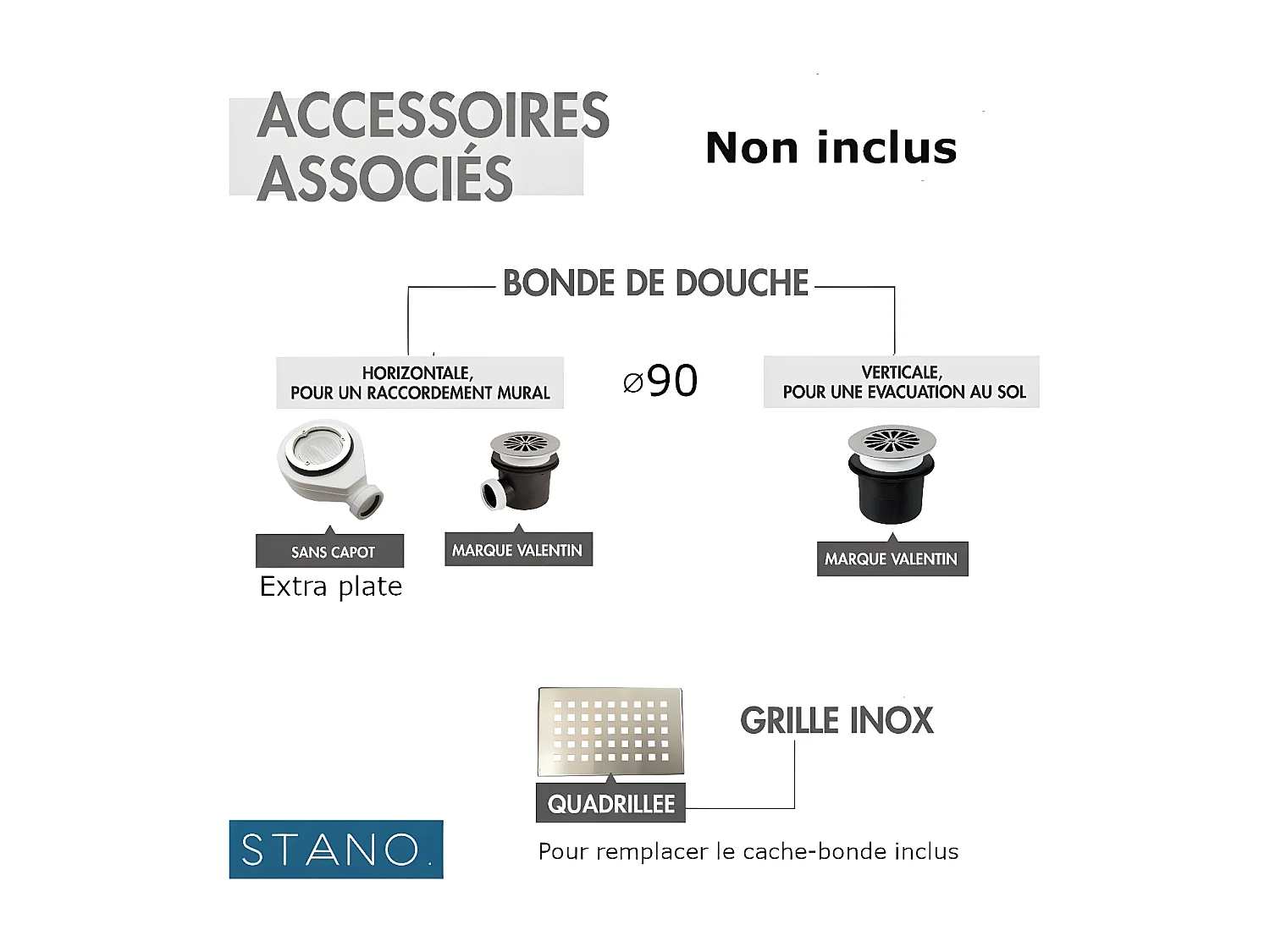 Receveur de douche 80 x 120 cm extra plat gris LUCIA en SoliCast® surface ardoisée