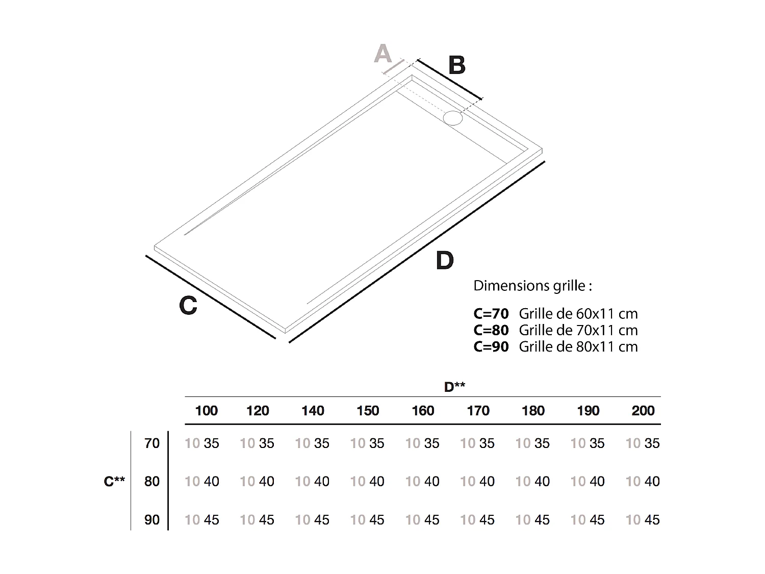 Piatto doccia ultrasottile 80 x 180 cm QUERA in resina finitura ardesia sabbia