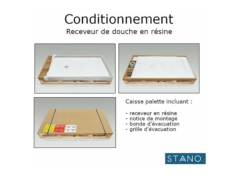 Mineralguss-Duschwanne extra flach ONDA Schieferoptik SAND 80x130 cm