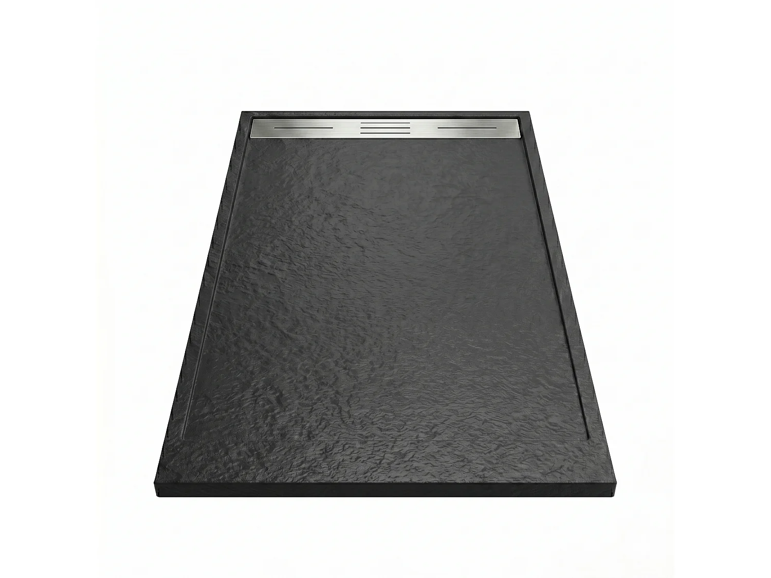 Receveur de douche 90 x 180 cm extra plat noir LUCIA en SoliCast® surface ardoisée