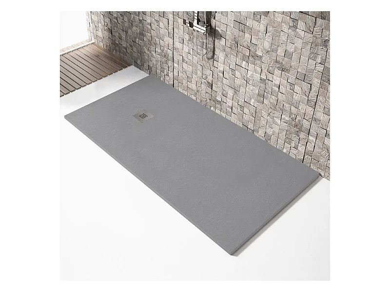 Piatto doccia ultrasottile 100 x 110 cm MARIANA in resina finitura ardesia cemento