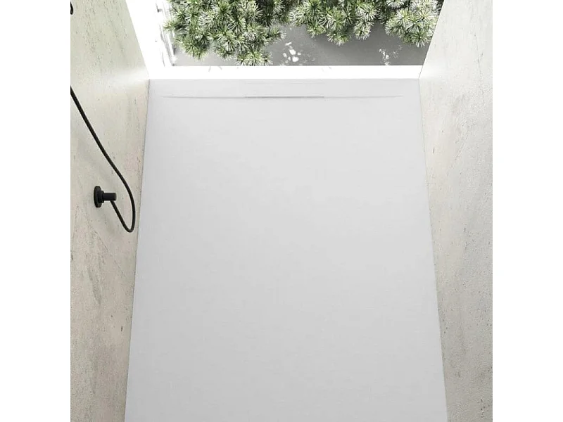 Mineralguss-Duschwanne extra flach COVER Schieferoptik WEISS 80x140cm