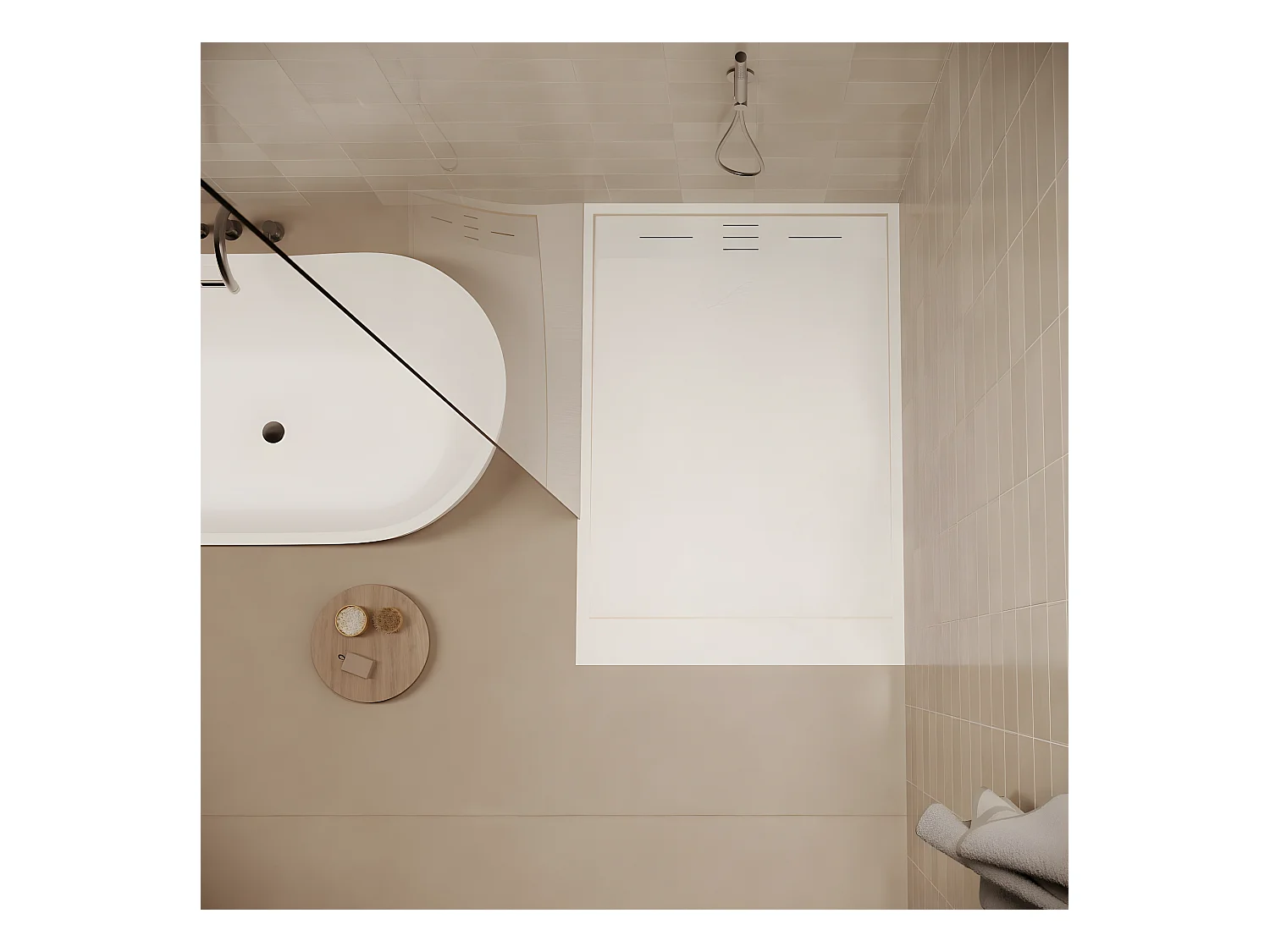 Receveur de douche 90 x 140 cm extra plat SALVI en SoliCast® surface ardoisée blanc
