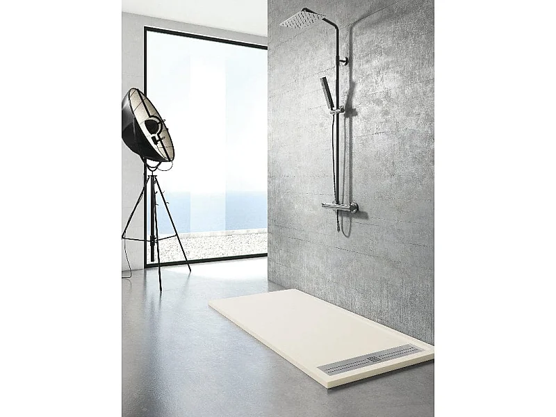 Piatto doccia ultrasottile 80 x 170 cm ELADIO in resina finitura ardesia sabbia