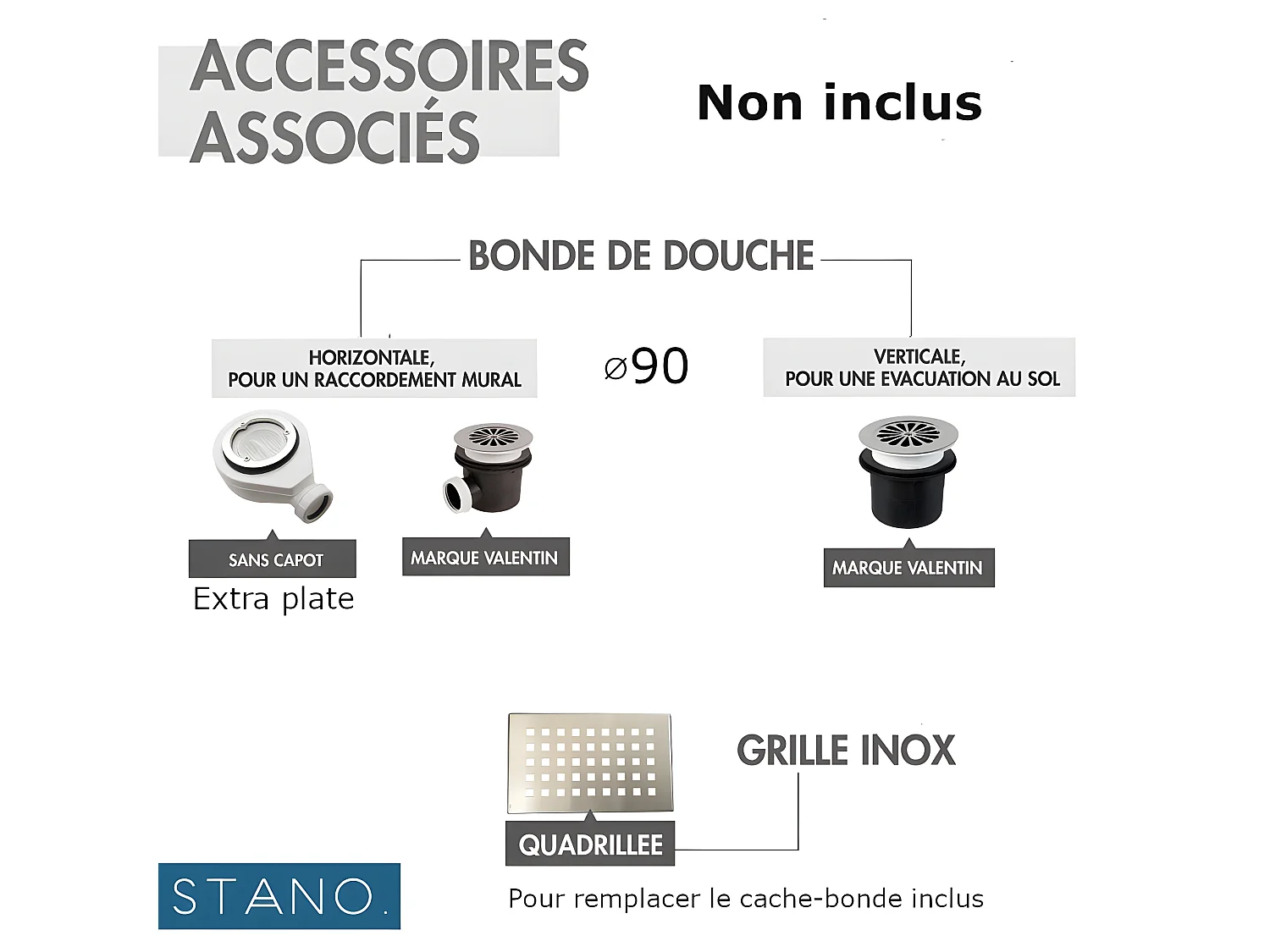 Pack Receveur de douche 80 x 160 cm extra plat blanc + Colonne de douche thermostatique