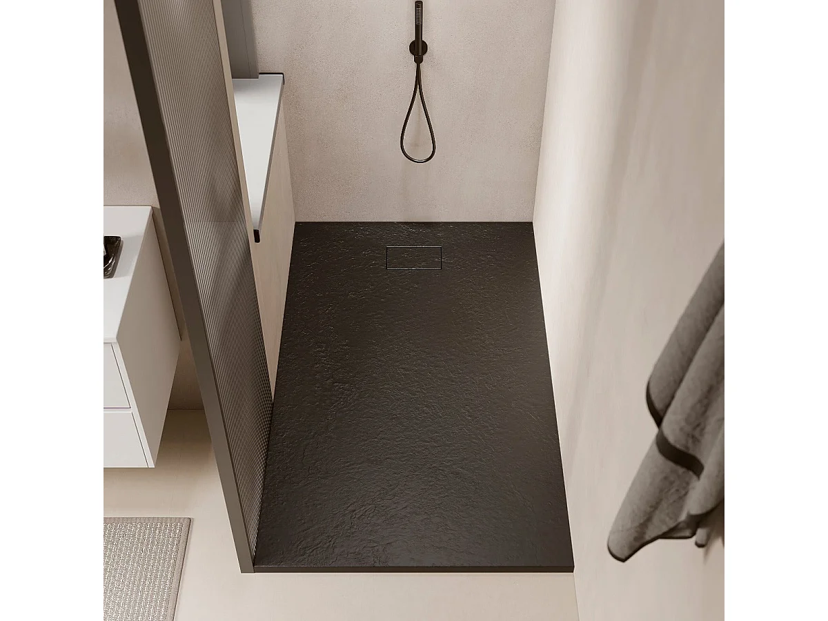 Piatto doccia ultrasottile 80 x 180 cm PIATTO in SoliCast® finitura ardesia nero