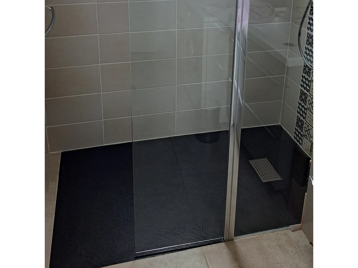 Piatto doccia ultrasottile 80 x 180 cm nero PIATTO in SoliCast® finitura ardesia