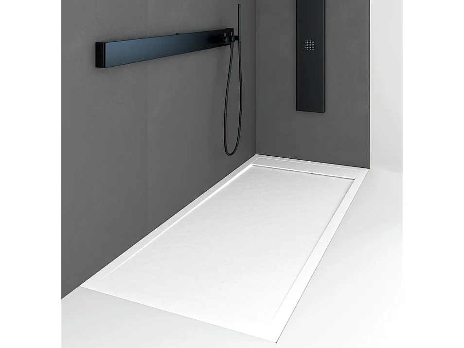 Piatto doccia ultrasottile 80 x 190 cm QUERA in resina finitura ardesia bianco