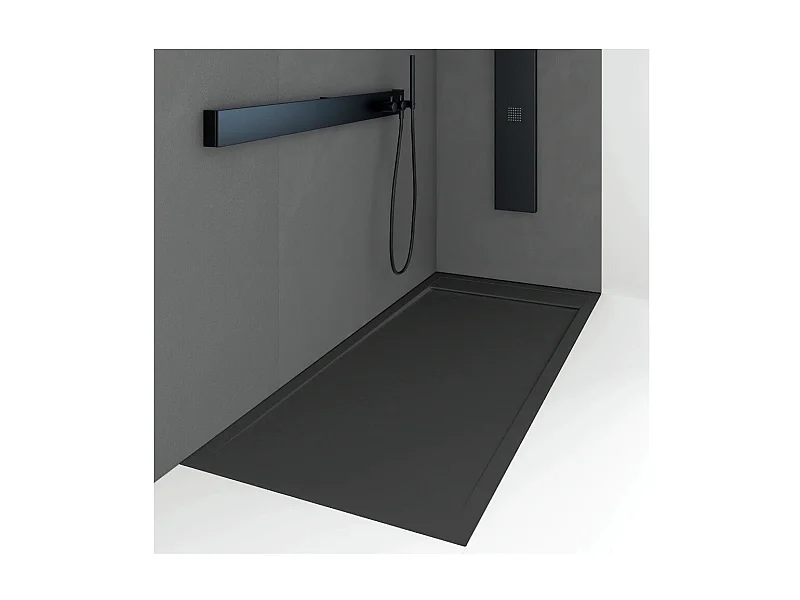 Piatto doccia ultrasottile 70 x 190 cm QUERA in resina finitura ardesia nero