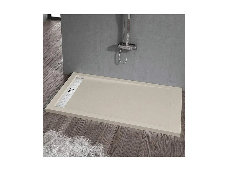 Piatto doccia ultrasottile 70 x 170 cm ELADIO in resina finitura ardesia sabbia