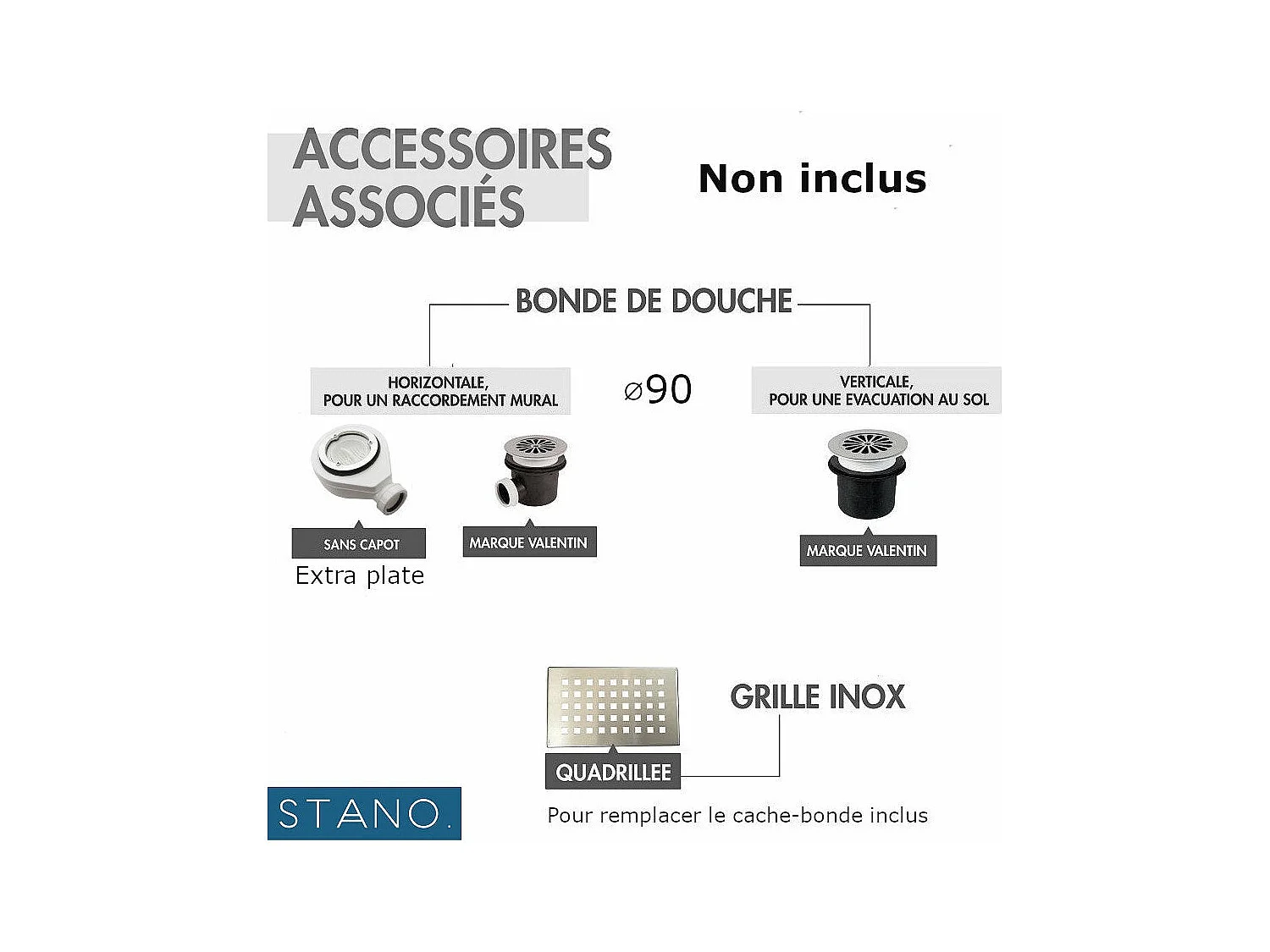 Receveur de douche 90 x 120 cm extra plat SALVI en SoliCast® surface ardoisée blanc