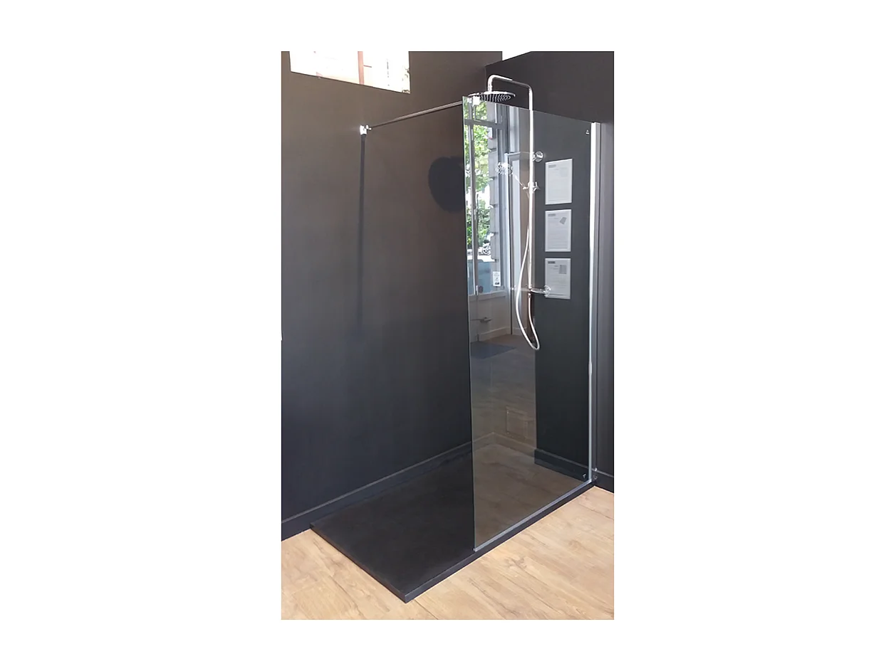 Receveur de douche 90 x 130 cm extra plat PIATTO en SoliCast® surface ardoisée noir