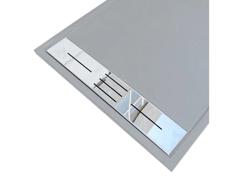 Receveur de douche 90 x 140 cm extra plat gris LUCIA en SoliCast® surface ardoisée