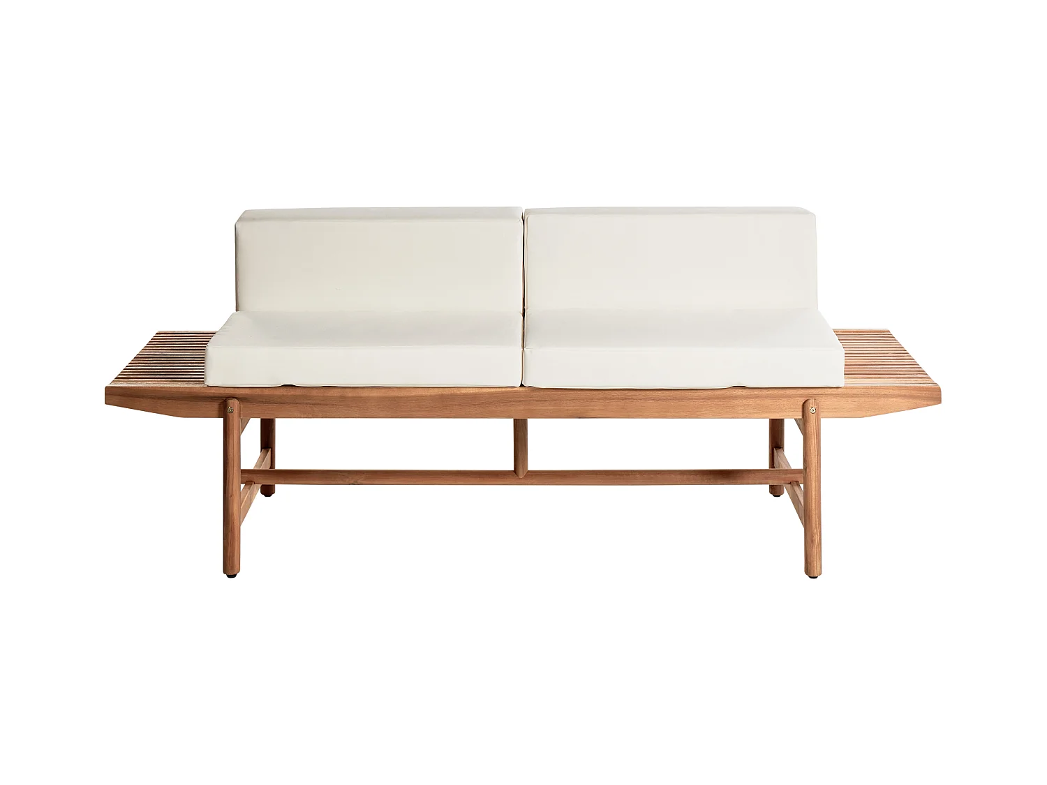 Panca da giardino con cuscino GIAVENO 210 cm Legno d'acacia Bianco sporco