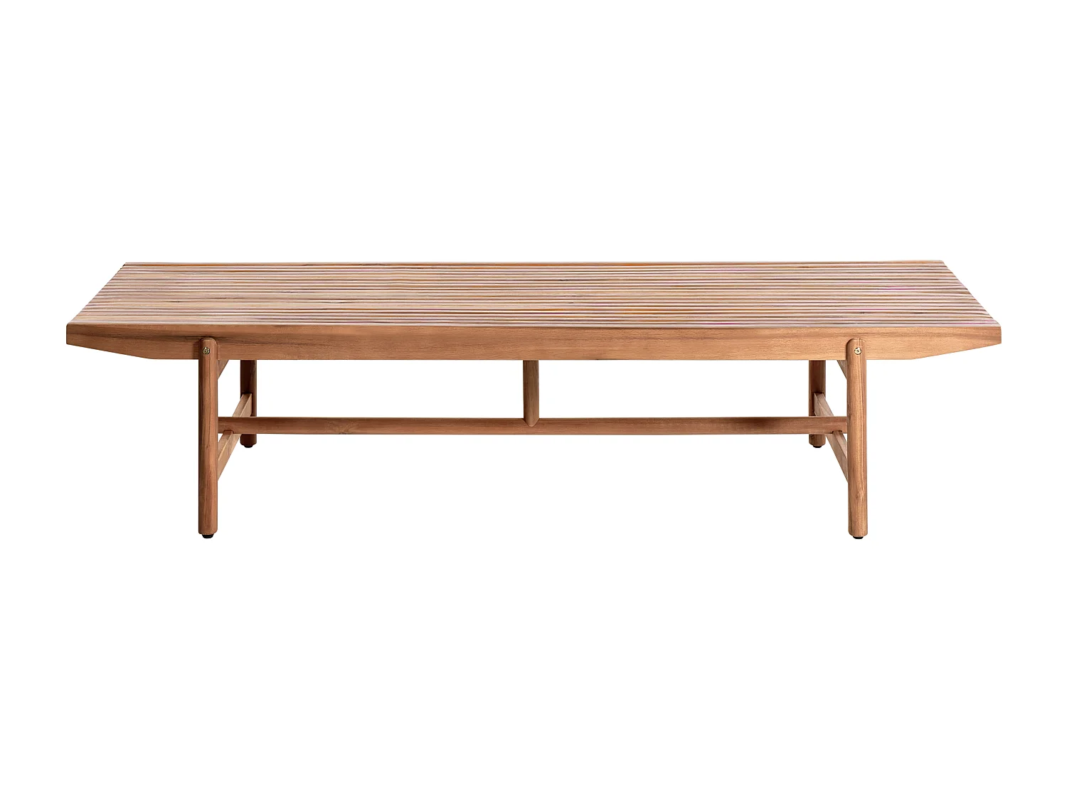 Banc avec coussin d'assise GIAVENO 210 cm Acacia Blanc cassé