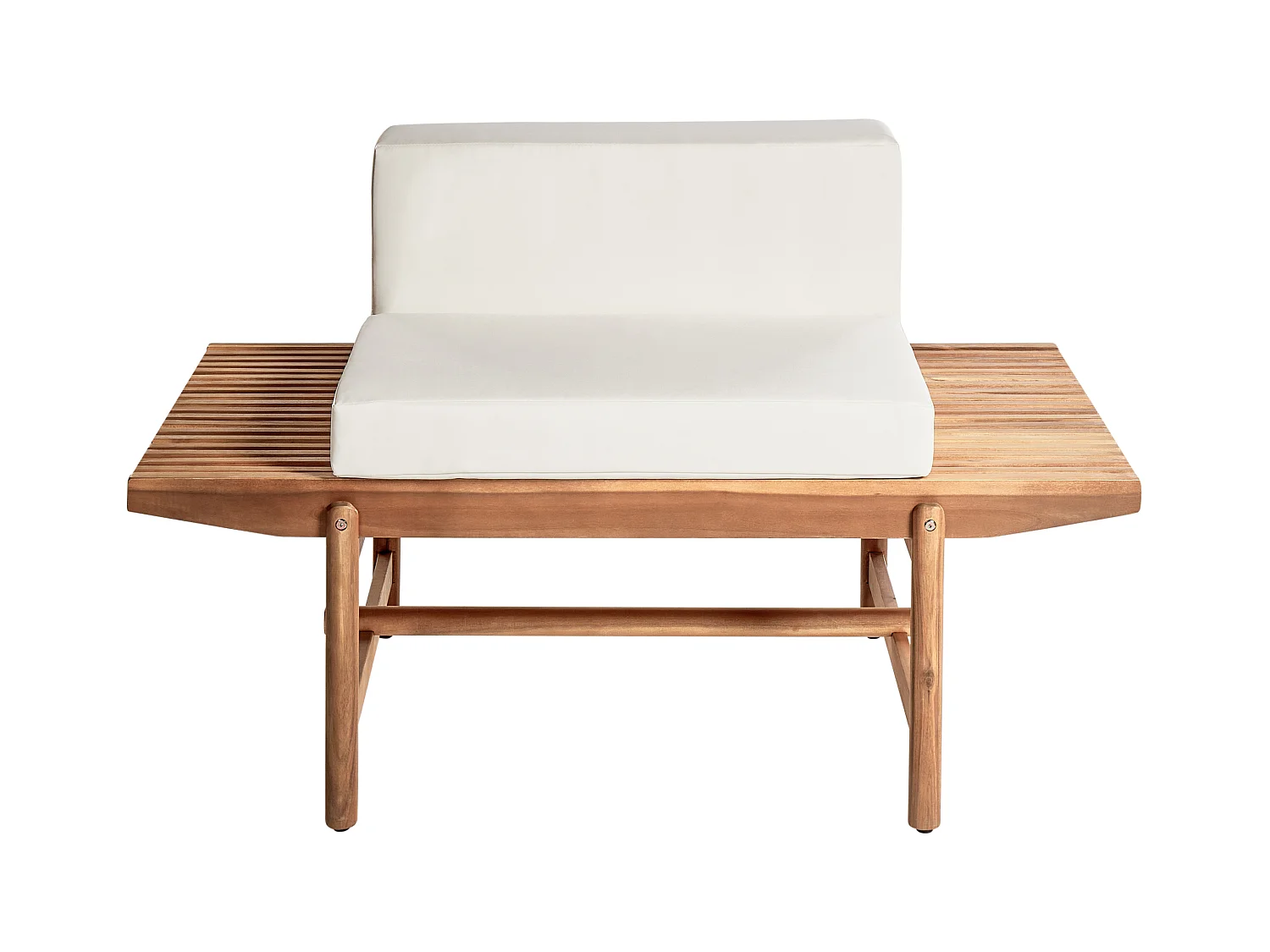 Banc avec coussin d'assise GIAVENO 135 cm Acacia Blanc cassé