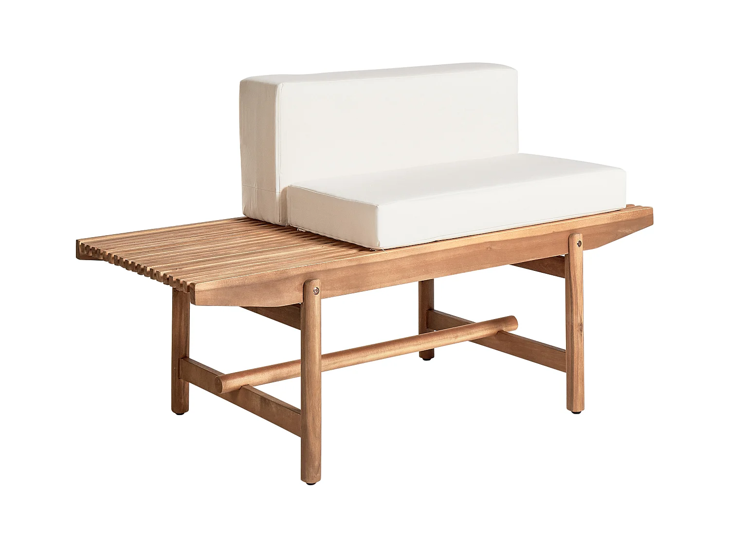 Banc avec coussin d'assise GIAVENO 135 cm Acacia Blanc cassé