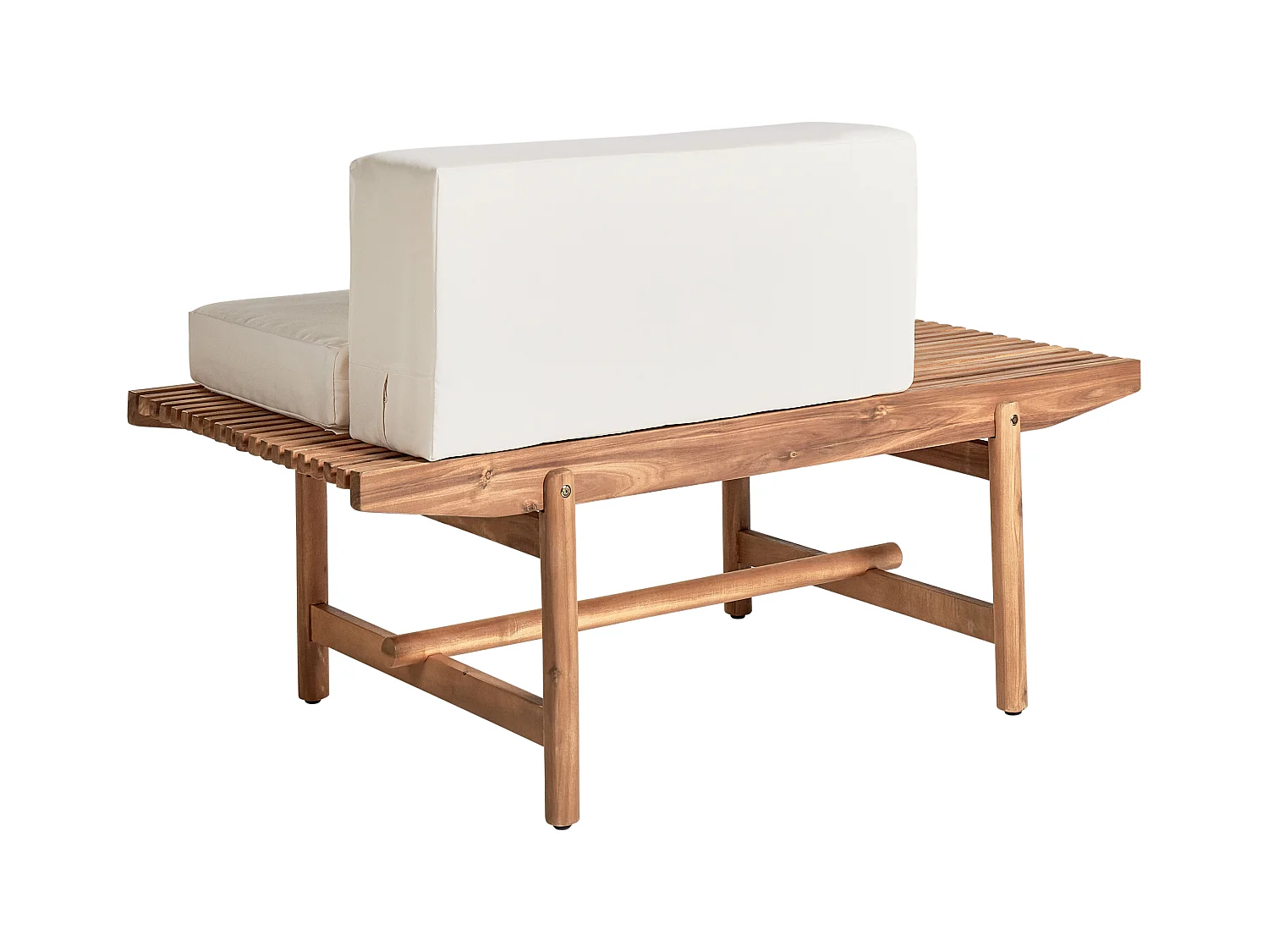 Banc avec coussin d'assise GIAVENO 135 cm Acacia Blanc cassé