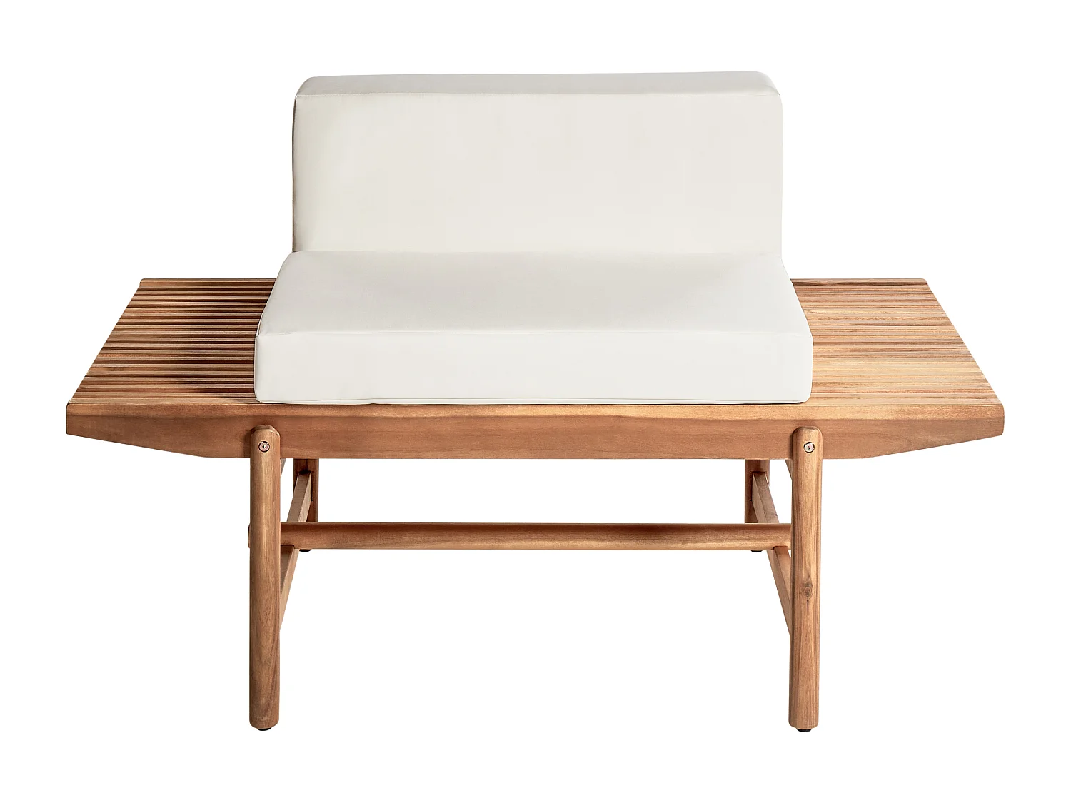 Banc avec coussin d'assise GIAVENO 135 cm Acacia Blanc cassé