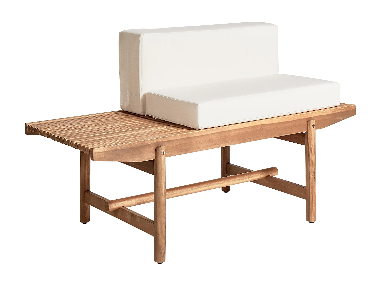 Banc avec coussin d'assise GIAVENO 135 cm Acacia Blanc cassé