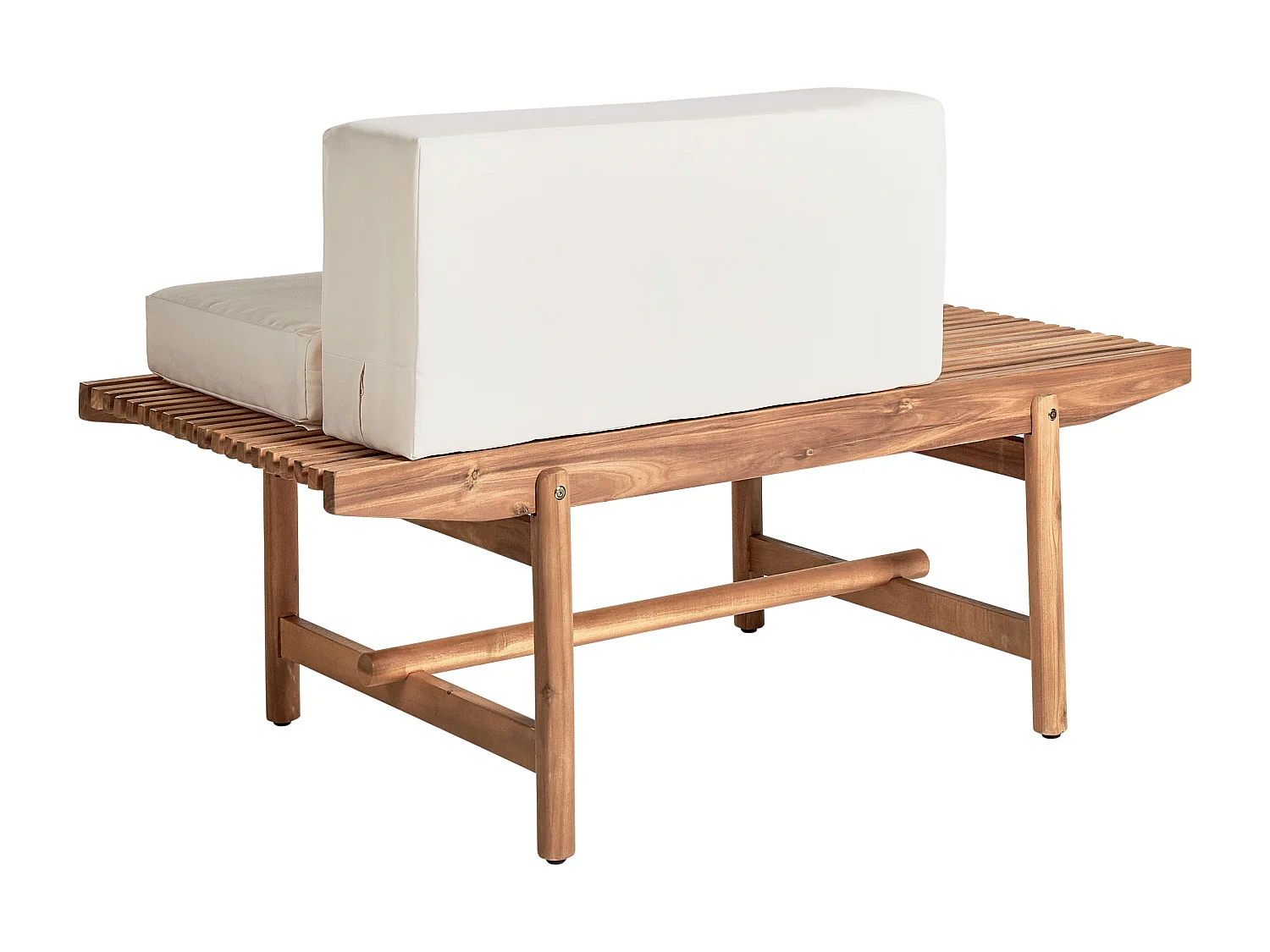 Gartenbank mit Auflage GIAVENO 135 cm Akazienholz Cremeweiss