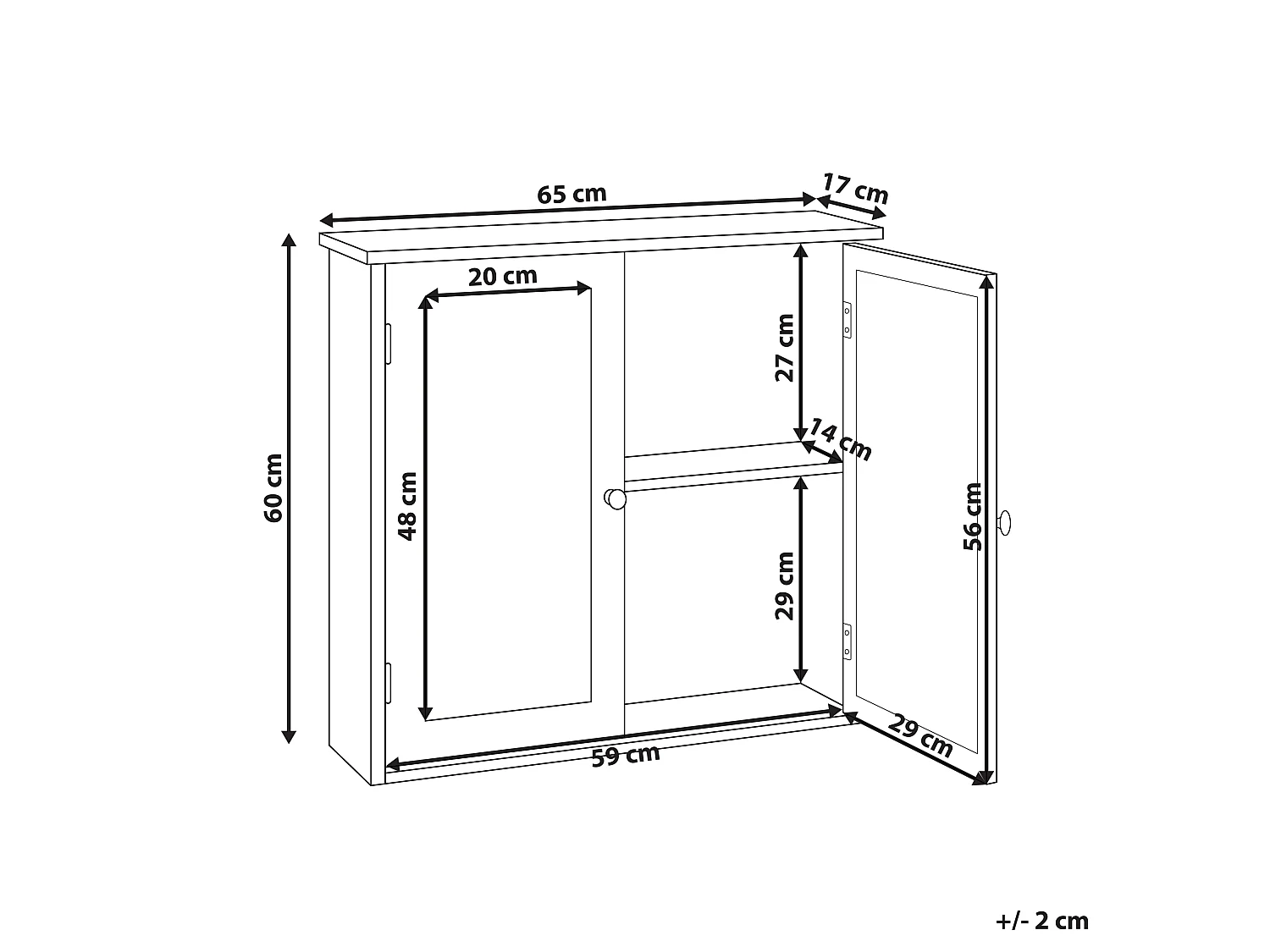Bathroom Wall Mounted Mirror Cabinet ALAMOS 65 cm 60 cm White