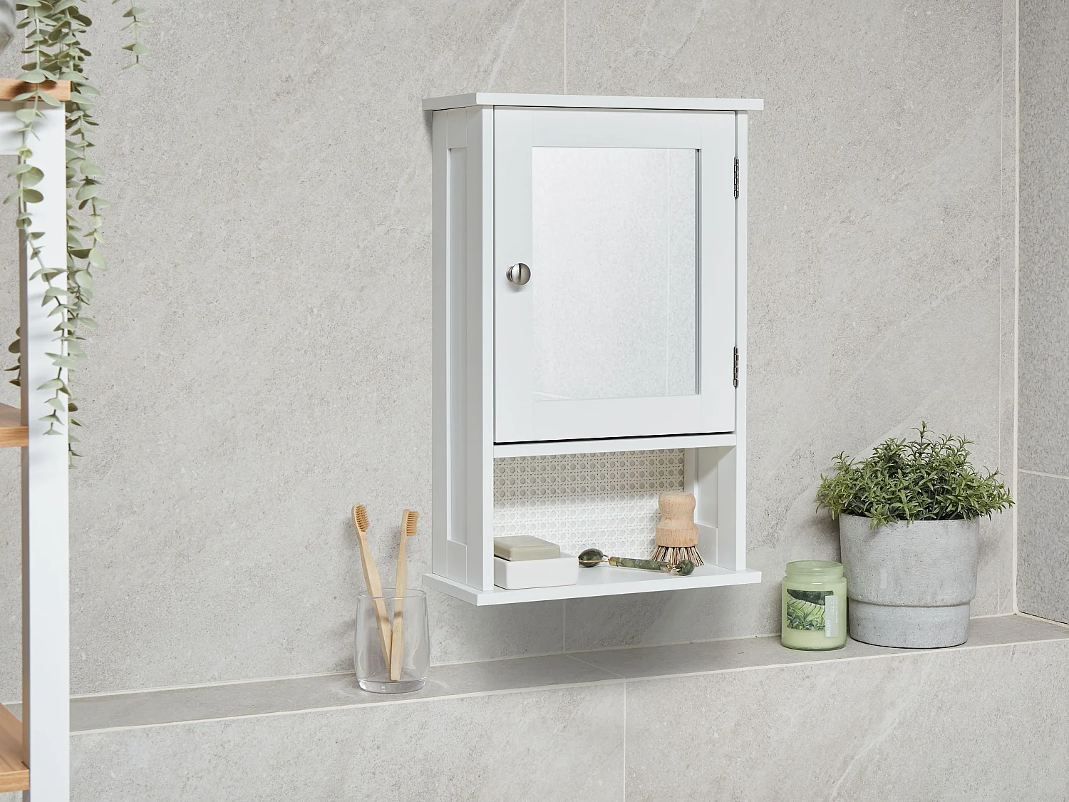 Armadio a muro per specchio da bagno HUILA 34 cm 53 cm Bianco