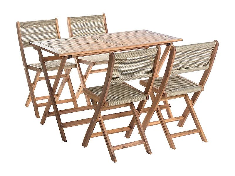 Salle à manger de jardin 4 places PROSSEDI Acacia Beige